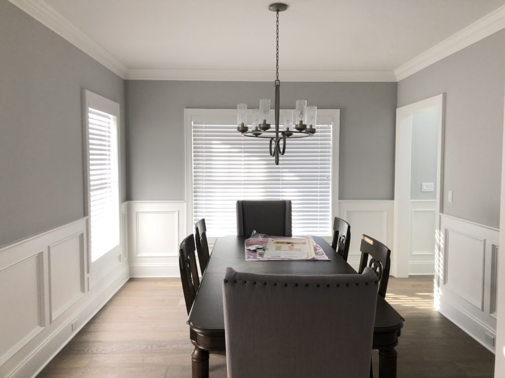 interior painting contractor grey dining room